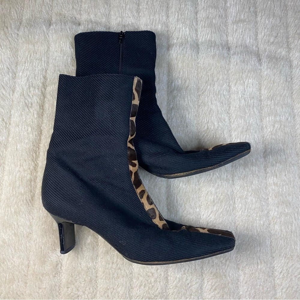 DI Sandro Supreme Animal Print Black Square Toed Boot - Picture 2 of 11